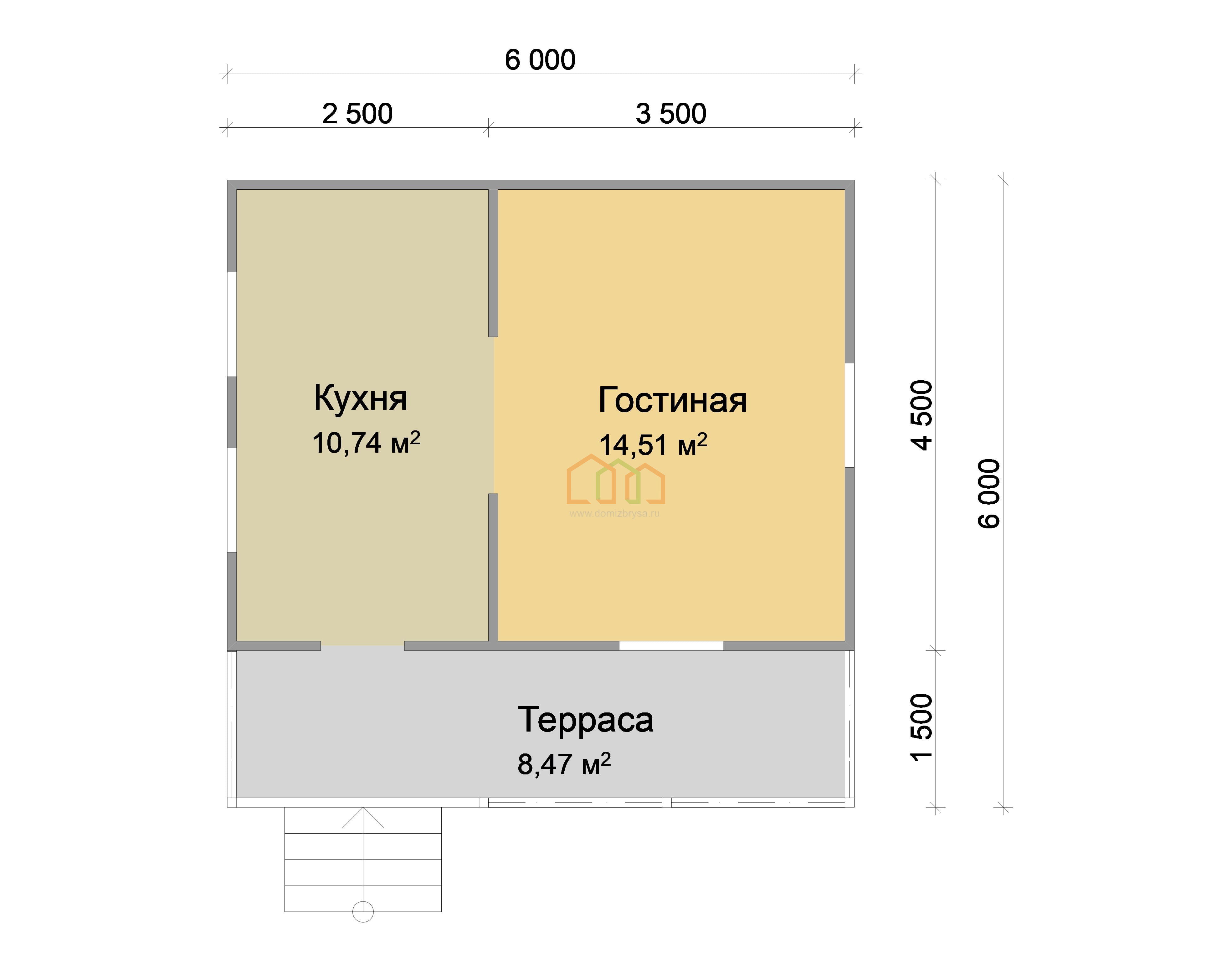 Каркасный дом без внутренней отделки 6х6 с мансардой - цена 698000 руб в  Струнино. Площадь: 63 м² с балконом