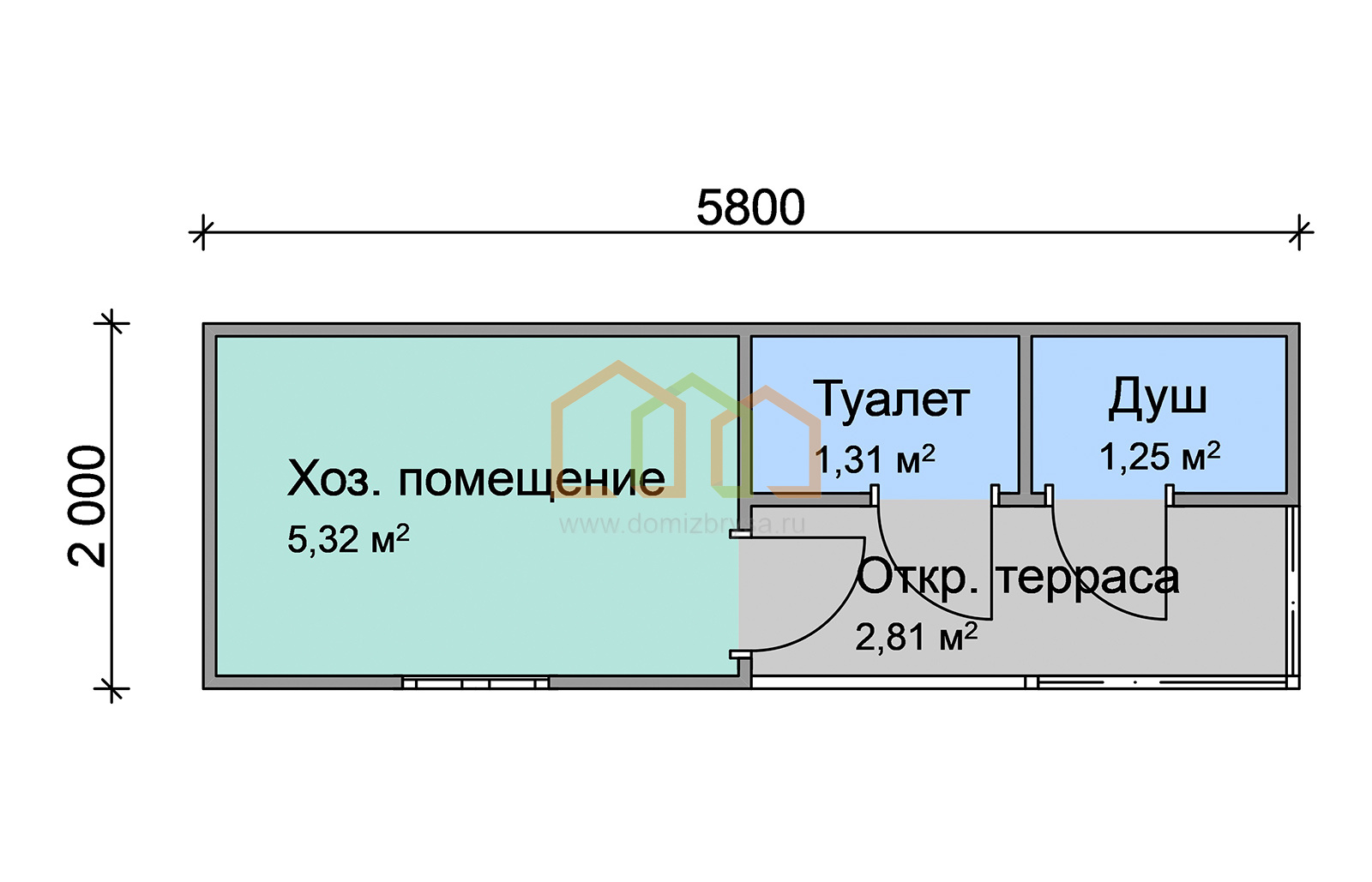 Хозблок для дачи Слава (СБО) 2х5.8 Площадь: 11,6 м² с террасой без  оборудования со сборкой на участке с кладовкой под ключ в Струнино